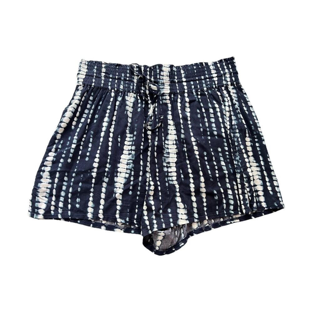 Abercrombie & Fitch Blue White Striped Viscous Drawstring Shorts Womens LARGE